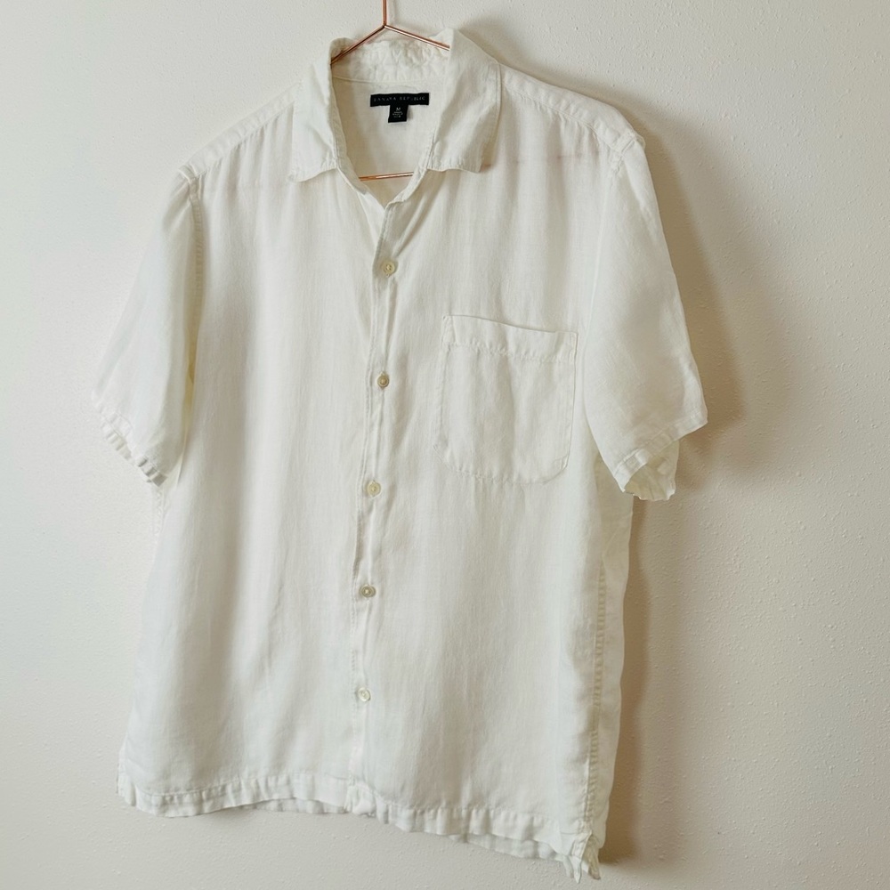 Banana Republic 100% linen button down shirt top short sleeve - Picture 5 of 7